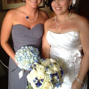 Bill Levkoff Grey strapless Bridesmaid dress